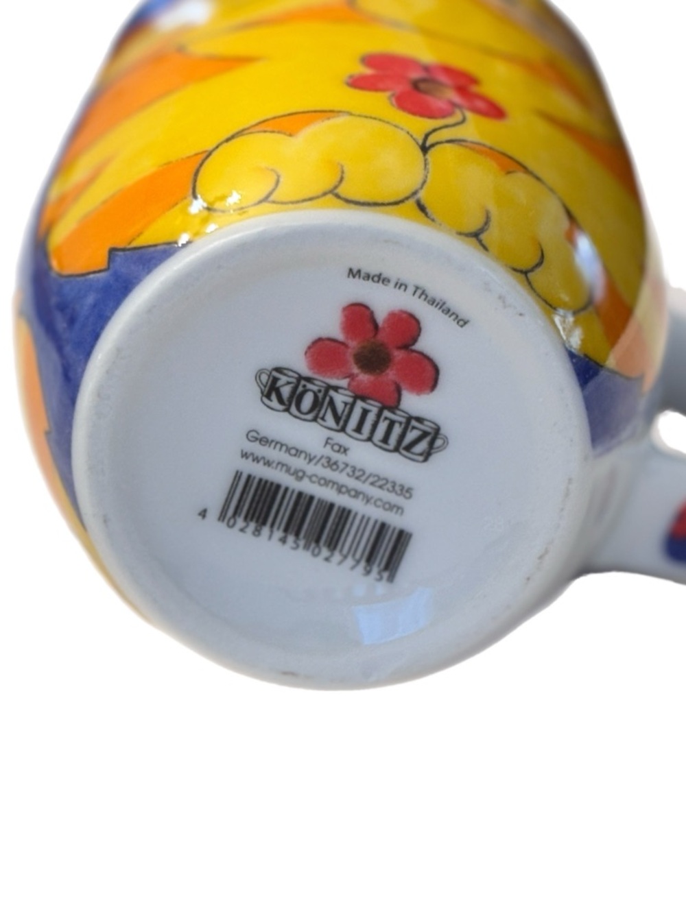 Konitz Bright Yellow Cat Floral Porcelain Mug Set of 2 - Picture 6 of 6